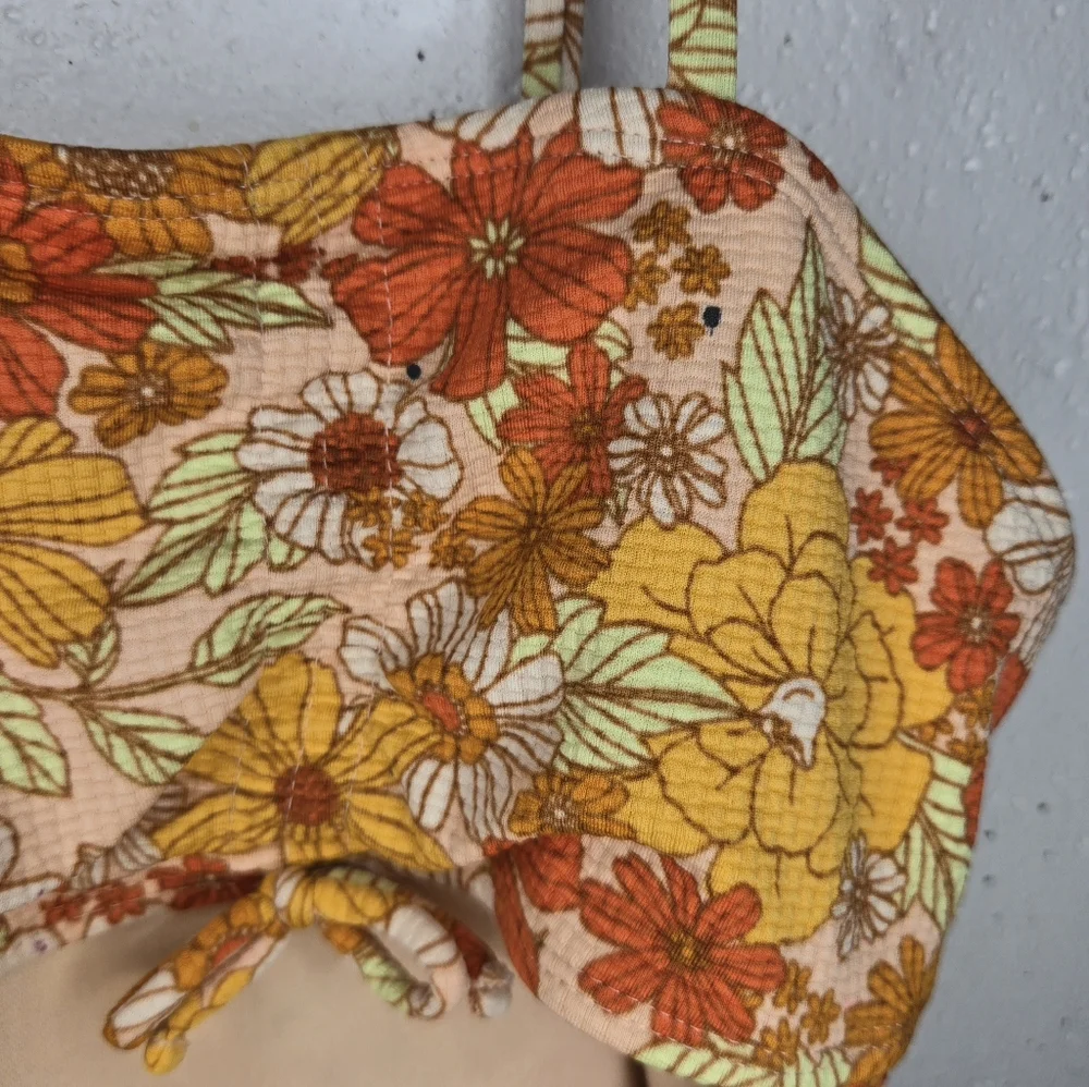 Art Class Floral Kids Swim One Piece - Orange, Yellow, White
